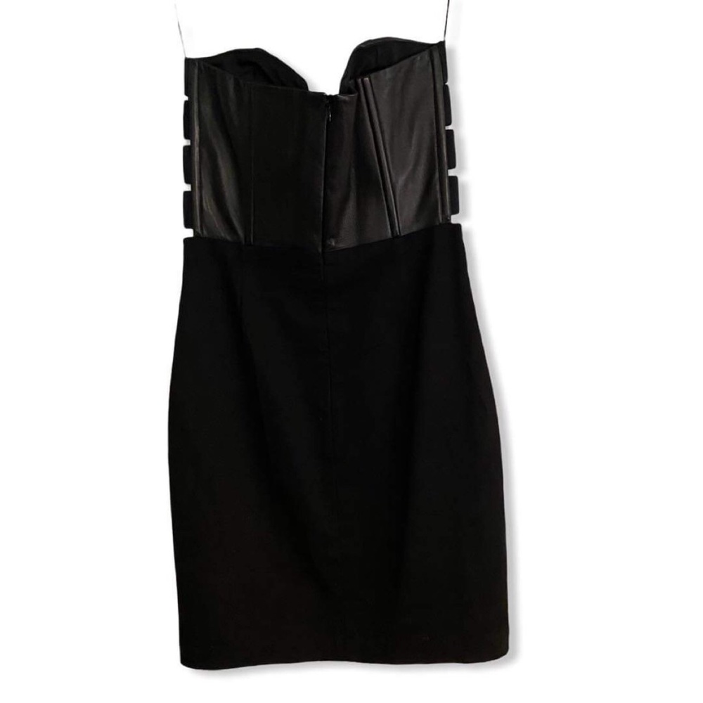 Mason Black Strapless Lambskin Mini Dress 0 - Picture 2 of 9